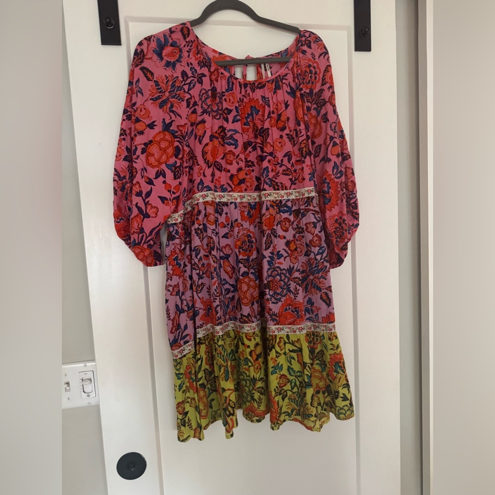 Anthropologie Pink and Orange Floral dress
